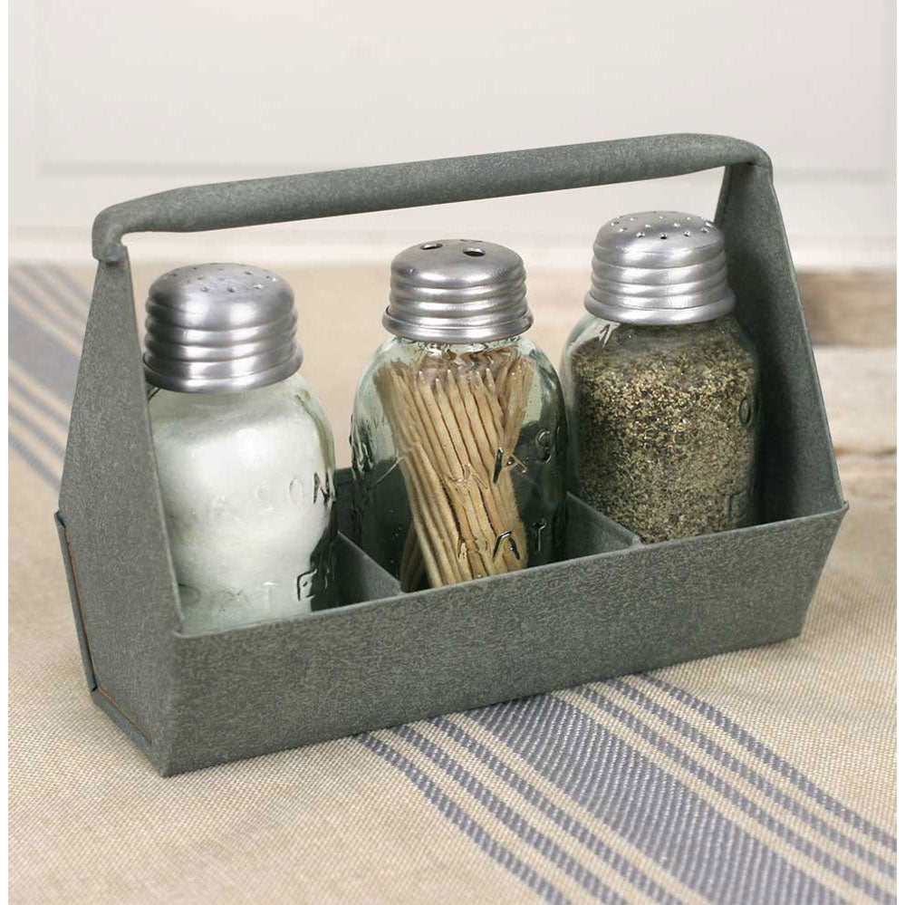 Toolbox Salt, Pepper and Toothpick Shaker Caddy