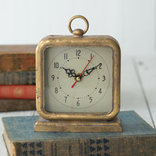 Load image into Gallery viewer, Distressed Gold Finished Tabletop Clock
